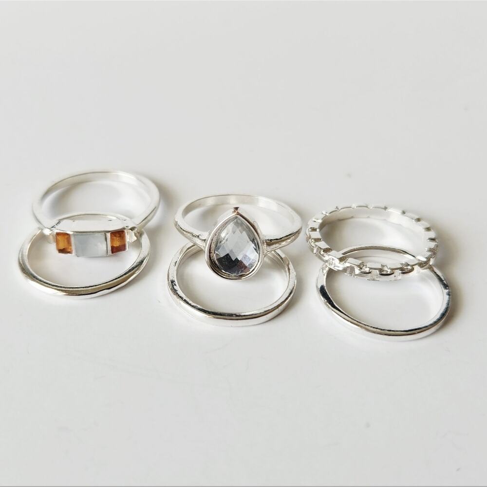 Francesca's Collection Elegant Silver Ring Stacking Set - Picture 7 of 14